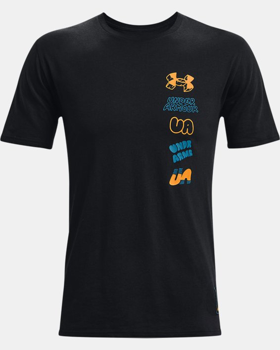 Men's UA Multi Logo Scribble Short Sleeve, Black, pdpMainDesktop image number 5